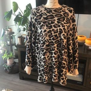 Oversized Leopard Tunic Sweater